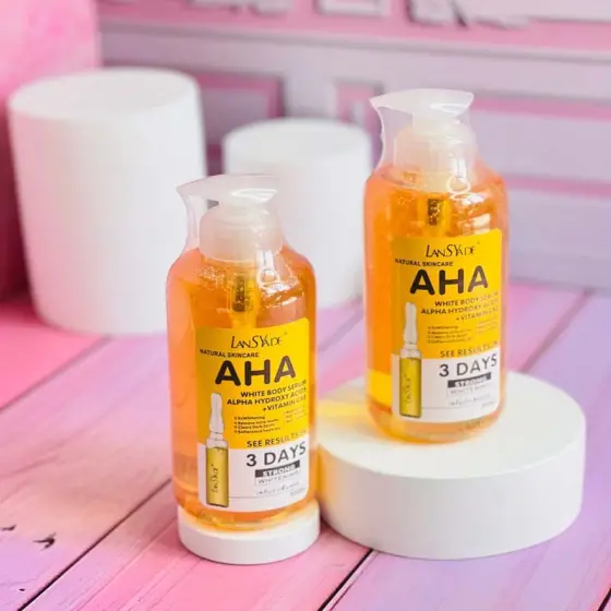 سرم روشن‌کننده و لایه‌بردار بدن LANSYADE (AHA + ویتامین‌ C و E)