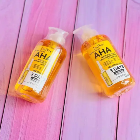 سرم روشن‌کننده و لایه‌بردار بدن LANSYADE (AHA + ویتامین‌ C و E)