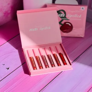 پک 6 عددی رژ لب مایع مات طرح گیلاس
